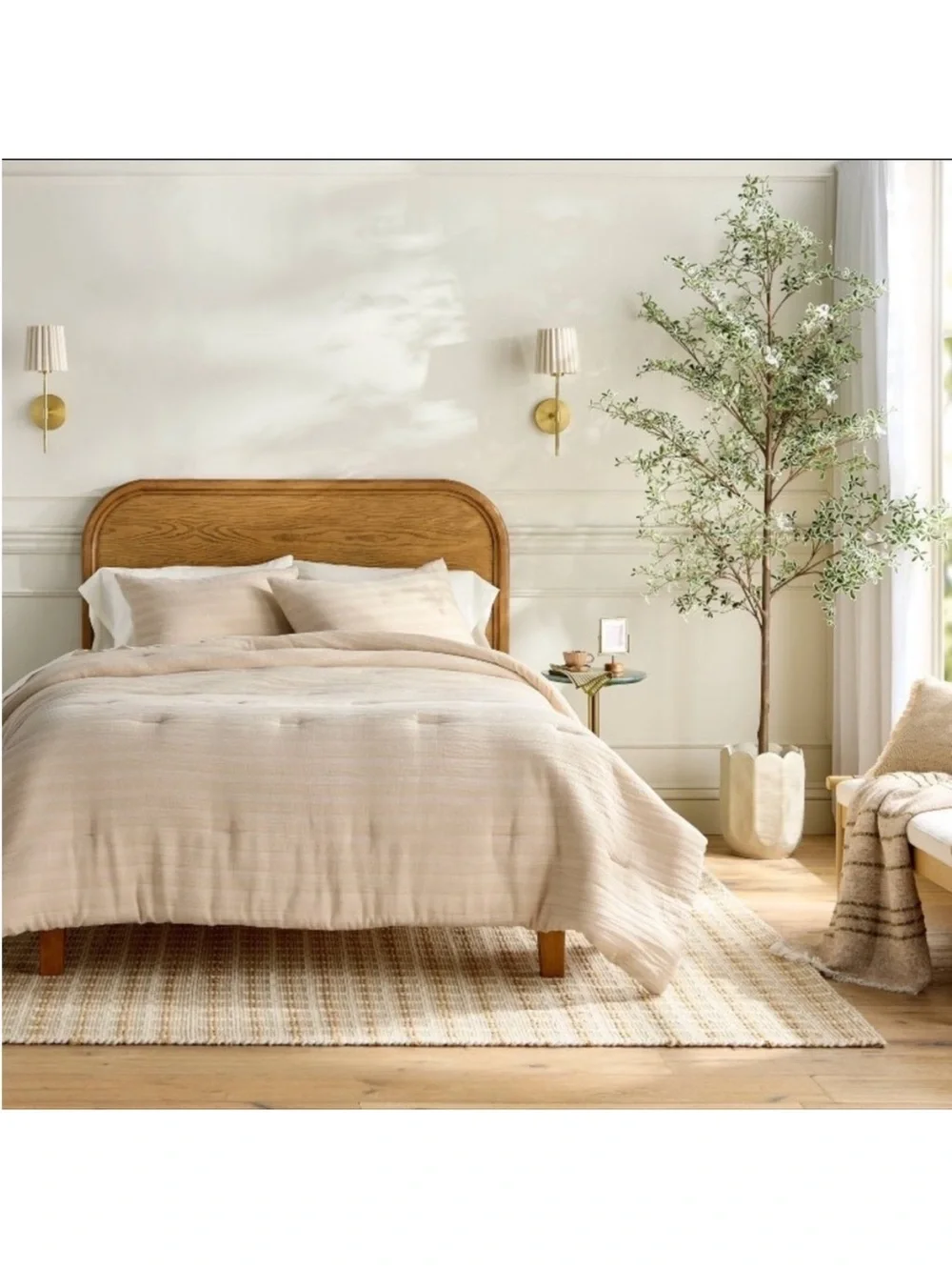 NWT 3pc King Tonal Stripe Comforter Set Tan - Hearth & Hand with Magnolia